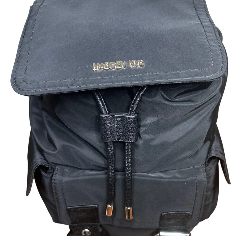 MADDEN NYC Black Nylon Backpack bag handbag purse quilted